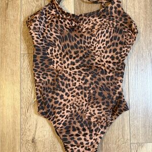 Time and Tru Brown Leopard Print Swimsuit